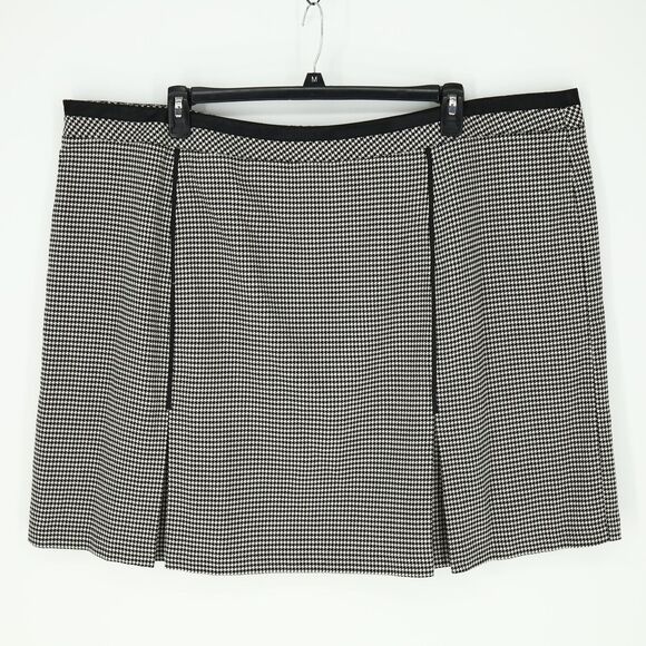 Lane Bryant Skirt Plus Size 28 Black White Houndstooth Knee Length Pleats Career - Picture 2 of 8